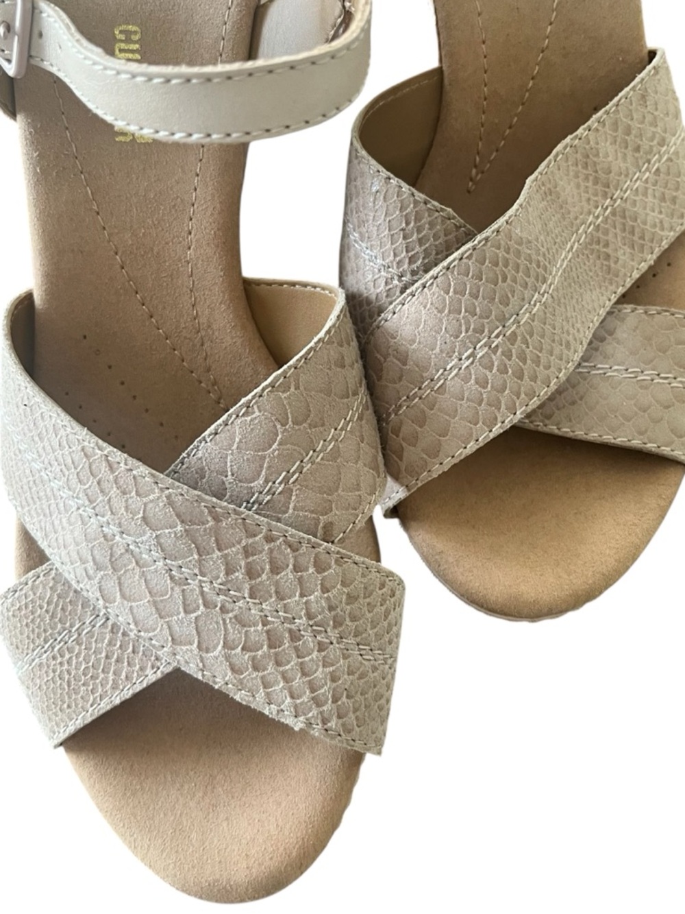 Clarks Helio Latitude Cork Wedge Sandals Snake Print NWOT - Picture 4 of 10